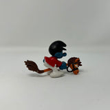 Smurfs Horse Rider Smurf Figure Vintage PVC Toy Peyo Figurine Jockey Hobby Horse