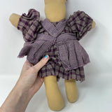 Plush Cat with Purple Plaid Dress