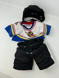 Build A Bear Hockey Uniform Padded Pants, Hockey Jersey and Helmet