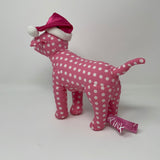 PINK Victoria's Secret Plush 7 Inch Stuffed Dog Christmas Santa Hat Polkadot￼s