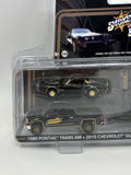 Greenlight Hollywood Smokey and the Bandit 1980 Pontiac Trans Am 2015 Chevy Silverado Enclosed Car Hauler
