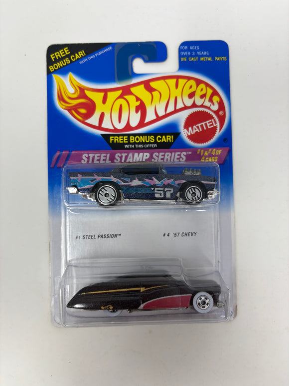 Hot Wheels 1995 Steel Stamp Series 2 Pack #1 Steel Passion & #4 ‘57 Chevy