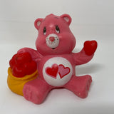 Vintage Care Bears Love-A-Lot with Bag of Hearts PVC Figure 1984 Miniature Mini
