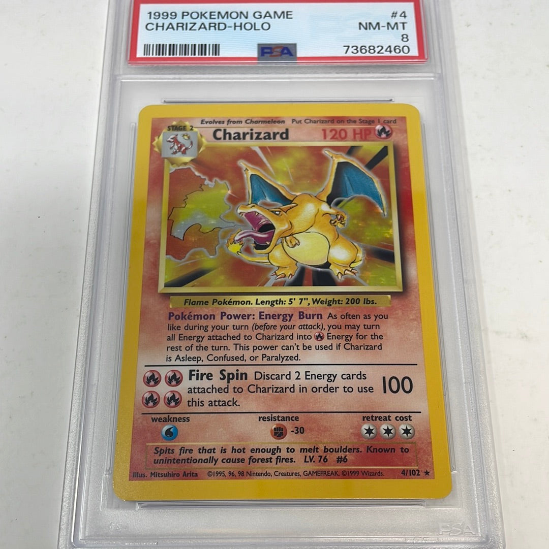 1999 Pokémon Game Holo Charizard 4/102 PSA Graded 8 NM-MT – shophobbymall