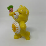 Vintage Care Bears Funshine Bear w/ Butterfly Miniature PVC Toy Figure 1980s
