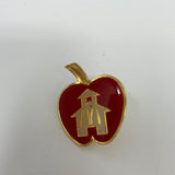 Vtg McDonalds Enamel Apple Employee Lapel Pin w/ Schoolhouse