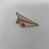 Paper Airplane Style Brooch Lapel Pin with Heart