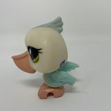 Littlest Pet Shop #1672 Pelican Bird White and Light Blue w/Green Dot Eyes LPS