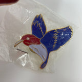 Vintage Gold Tone, Blue, Red and Light Blue Enamel Bird Pin.