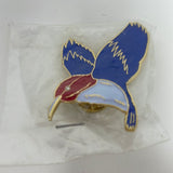 Vintage Gold Tone, Blue, Red and Light Blue Enamel Bird Pin.