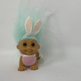Russ Troll Crawling Baby Aqua Hair Easter Bunny Ears Mini 2 Inch Vintage