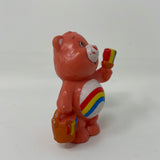 Vintage 80's CARE BEARS 2" Mini PVC FIGURE CHEER BEAR PAINTING A RAINBOW