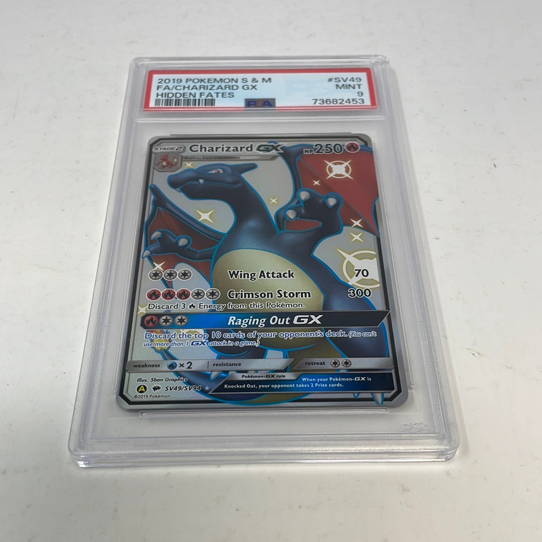 2019 Pokmon Sun & Moon Full Art Charizard GX Hidden Fates SV49 PSA 9 shophobbymall 2019 Pokmon Sun & Moon Full Art Charizard GX Hidden Fates SV49 PSA 9 shophobbymall
