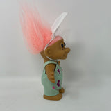 Russ Trolls Pink Hair Purple Bunny Ears Blue Overalls with Paint Splatter 5 Inches