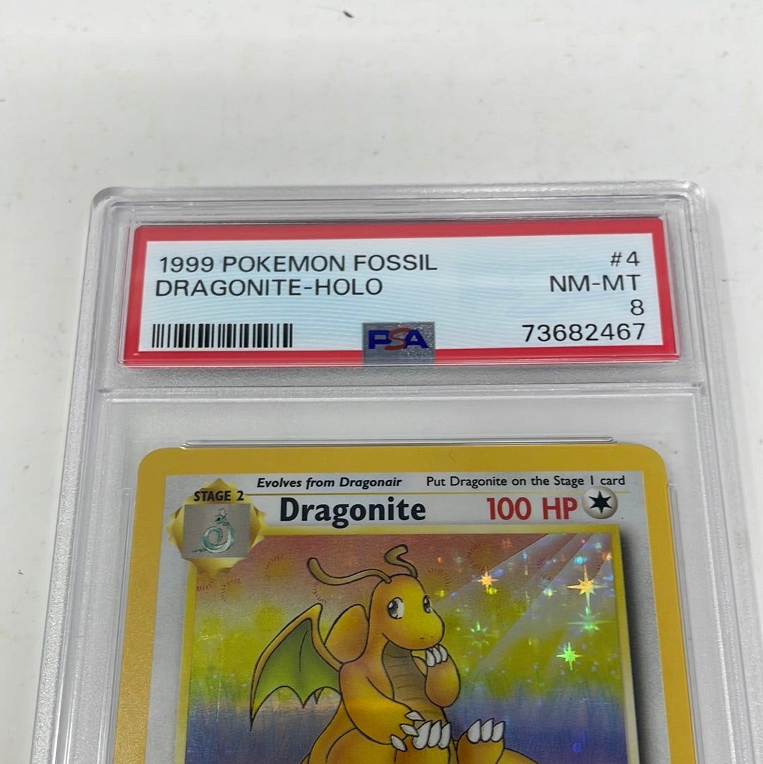 holographic dragonite card 1999 Pokémon Fossil Holo Dragonite 4/62 PSA Graded 8 NM-MT – shophobbymall