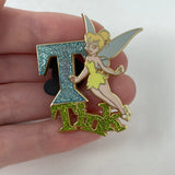 Walt Disney Tinkerbell Glittered "T" Initial Tink 2008 Official Trading Pin
