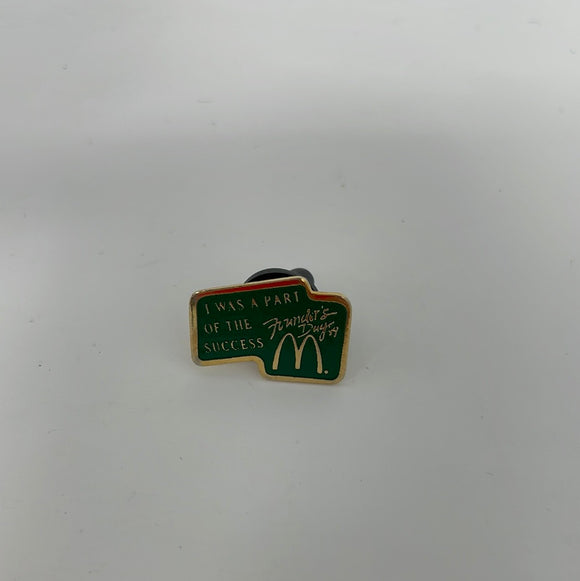 Vintage RARE McDonalds Founders Day Fast food Enamel Lapel Pin Green