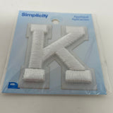 Simplicity Iron On Patch Letter K White