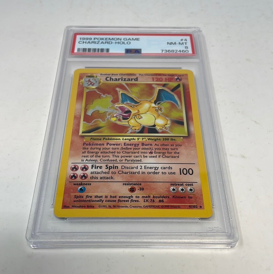 1999 Pokmon Game Holo Charizard 4/102 PSA Graded 8 NM-MT shophobbymall 1999 Pokmon Game Holo Charizard 4/102 PSA Graded 8 NM-MT shophobbymall
