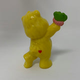 Vintage Care Bears Funshine Bear w/ Butterfly Miniature PVC Toy Figure 1980s