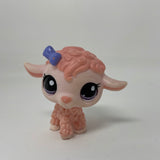 Littlest Pet Shop #1670 Lamb Sheep Pink Purple Bow Purple Dot Eyes LPS