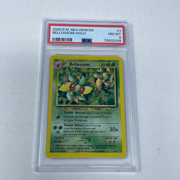 2000 Pokémon Neo Genesis Bellossom Holo 3/111 PSA 8 NM-MT