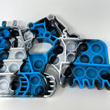 Fidget Toy Pop It Bulldozer Construction Vehicle Blue, White and Black