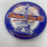 Vtg 1989 Kings Island Procter&Gamble P&G Dividend Day Pin Button Eiffel Tower