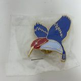 Vintage Gold Tone, Blue, Red and Light Blue Enamel Bird Pin.