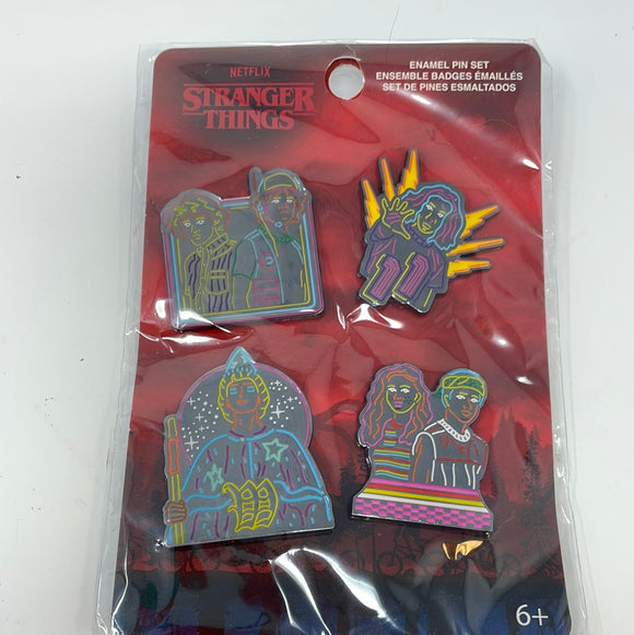 Funko Stranger Things 4 Pack Enamel Pin  Set Neon Blacklight Target Exclusive
