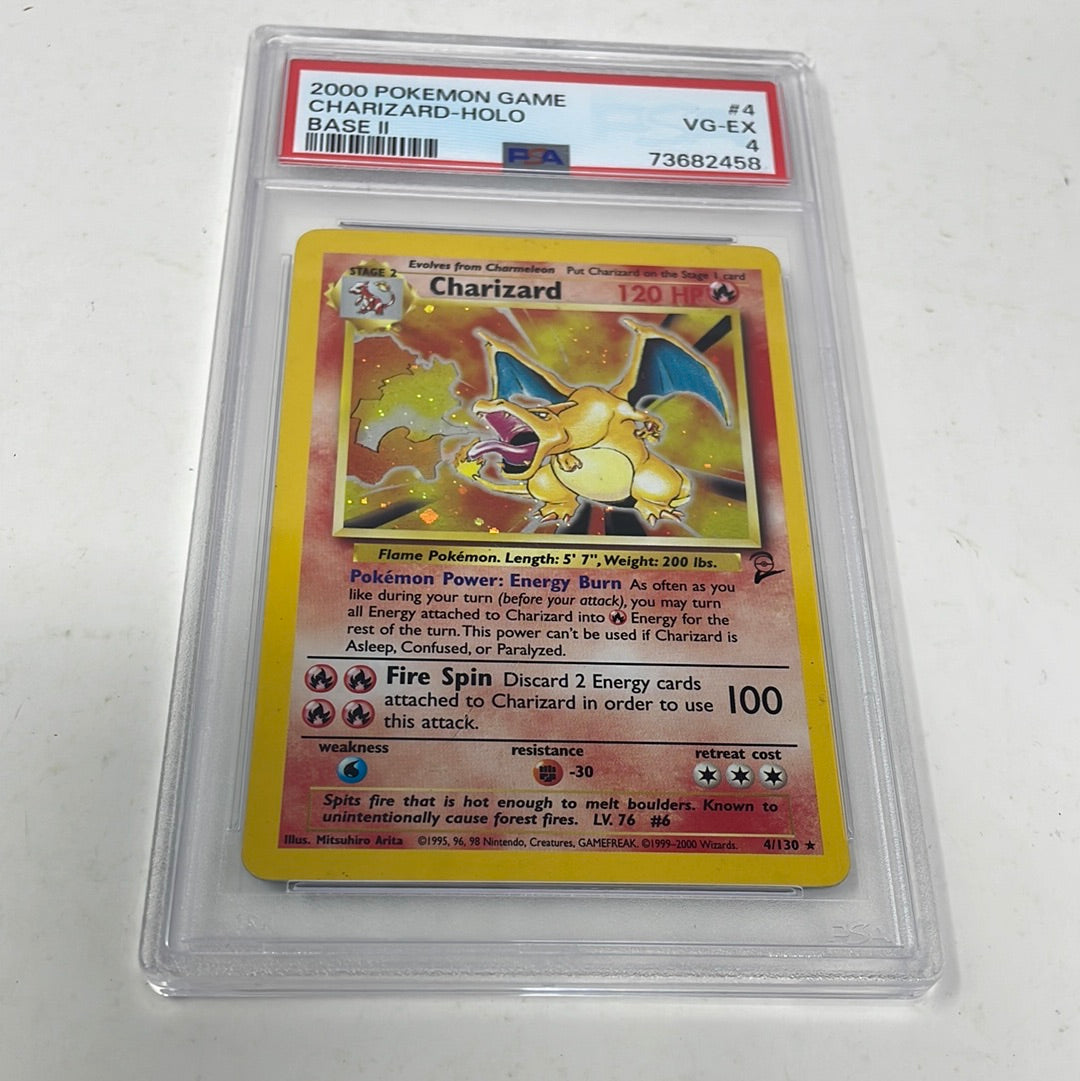 charizard pokemon card base set 2 2000 Pokémon Game Base II 2 Charizard Holo 4/130 PSA 4 VG-EX – shophobbymall