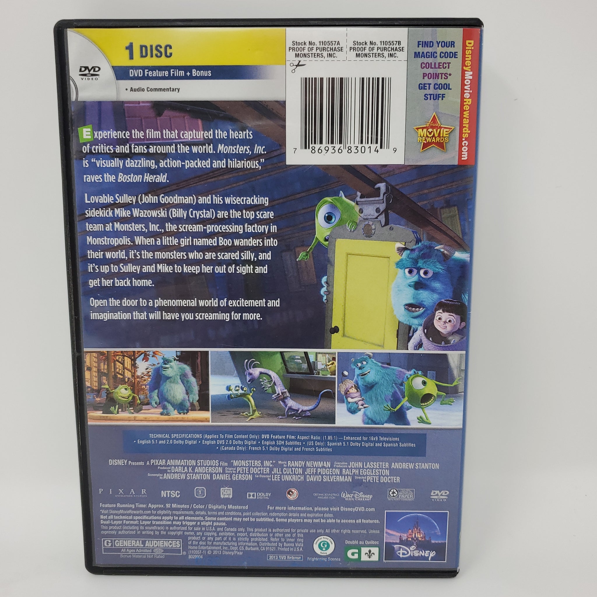 monsters inc dvd disc 1 DVD Disney Pixar Monsters, Inc. – shophobbymall