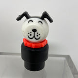 Vintage Fisher-Price Little People dog Lucky Dog black & white red Collar