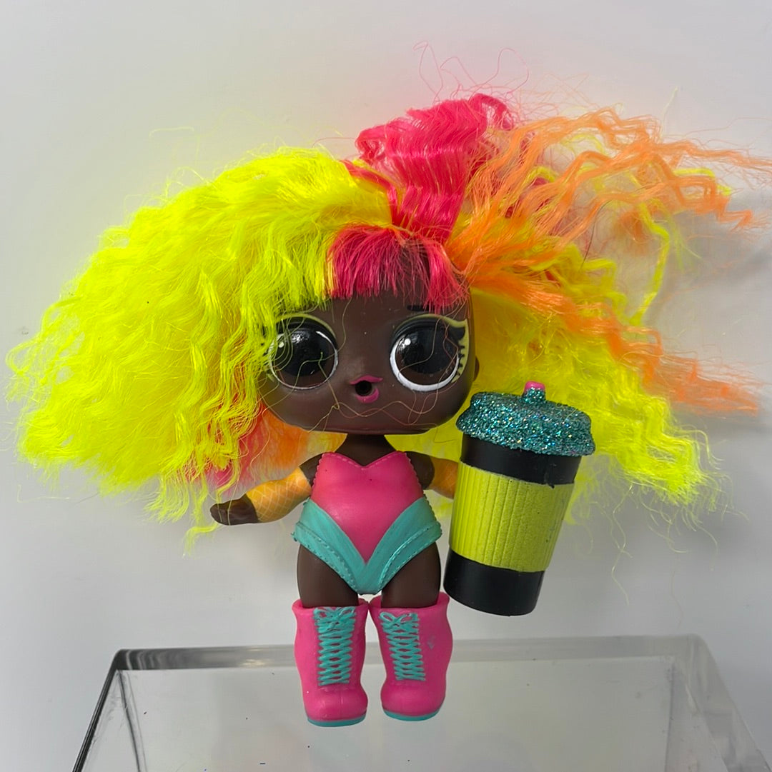 LOL Surprise Doll GLOW GURL Big Sister Baby Neon Hairvibes Hair