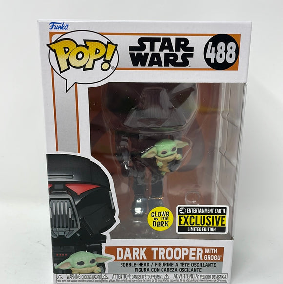 Funko Pop! Star Wars EE Exclusive GITD Dark Trooper With Grogu 488