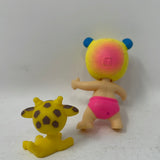 Twozies Figures Blue, Yellow and Pink Panda Baby and Yellow Giraffe Pet