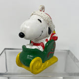 Vtg SNOOPY as SANTA w/Sleigh & WOODSTOCK Christmas PVC Figure Ornament Whitman's