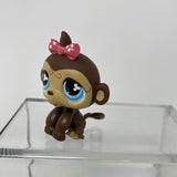 Littlest Pet Shop LPS Baby Monkey Girl With Bow Brown, Blue Eyes Hasbro  #714