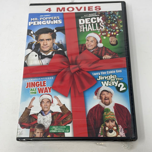 DVD 4 Movies Mr. Popper’s Penguins, Deck The Halls, Jingle All The Way and Jingle All The Way 2 (Sealed)