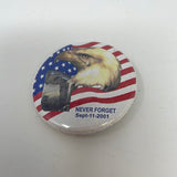 Never Forget Sept. 11, 2001 Eagle & Twin Towers Button