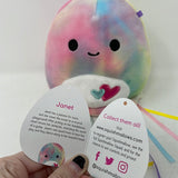 Squishmallows 5” JANET the Multi Color Rainbow JELLYFISH Pastel Valentines Heart