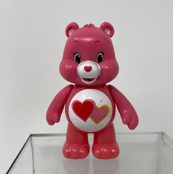 Care Bears Love A Lot Bear 3” Poseable PVC Plastic Action Figure Pink Hearts
