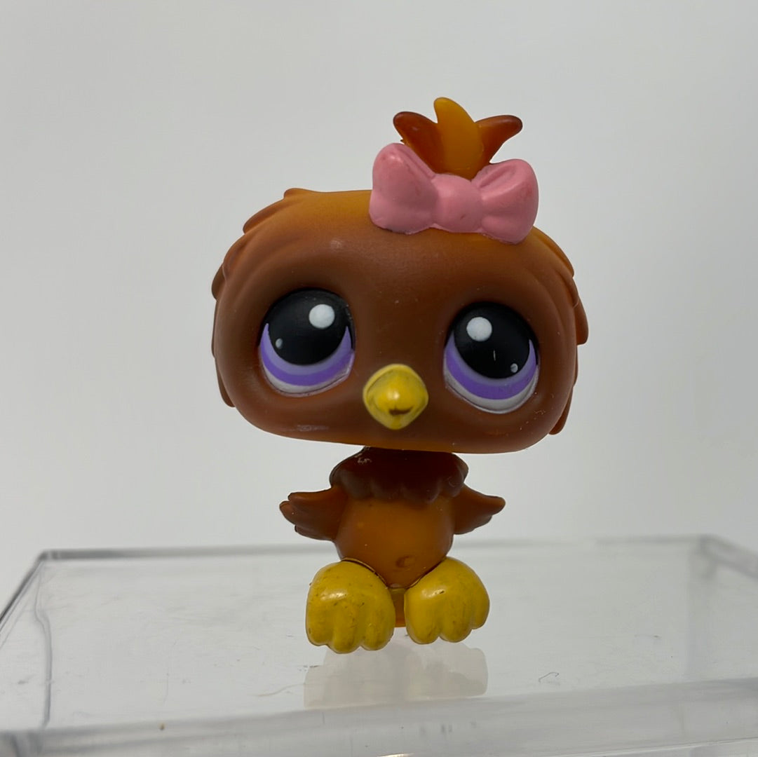 Littlest Pet Shop #354 Owl Bird Brown Yellow Pink Bow Purple Dot