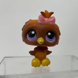 Littlest Pet Shop #354 Owl Bird Brown Yellow Pink Bow Purple Dot Eyes