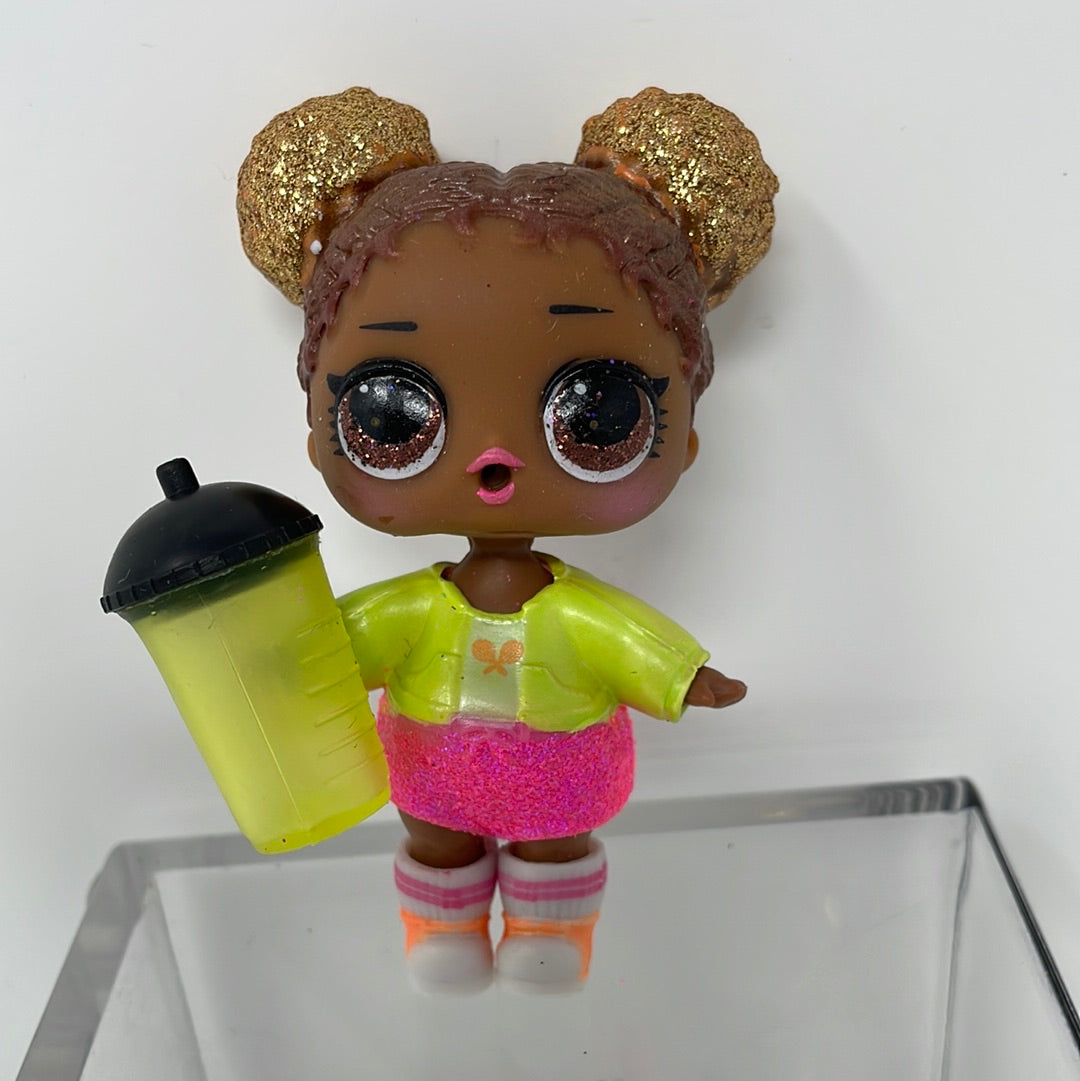 LOL Surprise Doll Brown Hair With Golden Buns Neon Outfit
