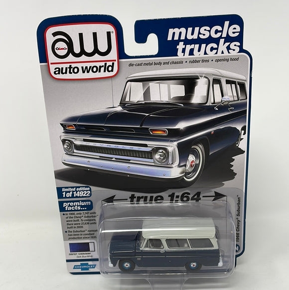 Auto World 1:64 2021 R5 Muscle Trucks: Blue 1966 CHEVROLET Chevy SUBURBAN #B