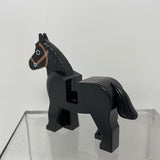 LEGO Black Horse Black Eyes Circled with White Brown Bridle Pattern