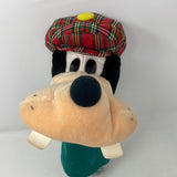 Disney Store Goofy Golf Club Head Cover Plush Green Tartan Plaid