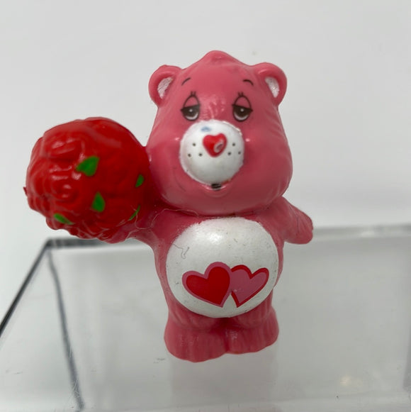 Vintage Care Bears Love-A-Lot with Flower Bouquet PVC Figure 1983 Miniature Mini