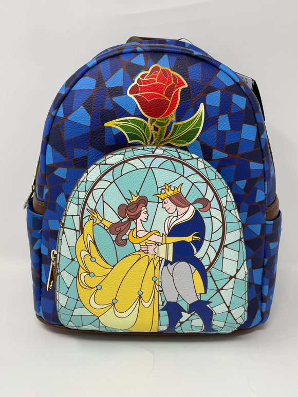 Disney Princess Loungefly Beauty and the Beast Stained Glass Window Mini Backpack Entertainment Earth Exclusive